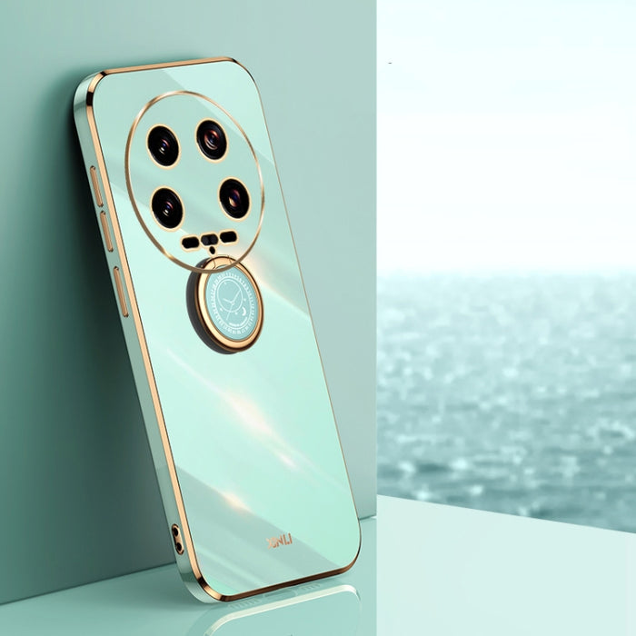 XINLI Estuche a prueba de golpes de TPU con borde dorado chapado en 6D recto con soporte para anillo, For Xiaomi Civi 4 Pro, For Xiaomi Redmi A3, For Xiaomi 14 Ultra 5G