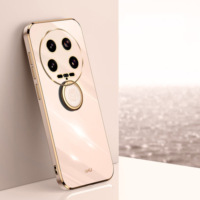 XINLI Estuche a prueba de golpes de TPU con borde dorado chapado en 6D recto con soporte para anillo, For Xiaomi Civi 4 Pro, For Xiaomi Redmi A3, For Xiaomi 14 Ultra 5G