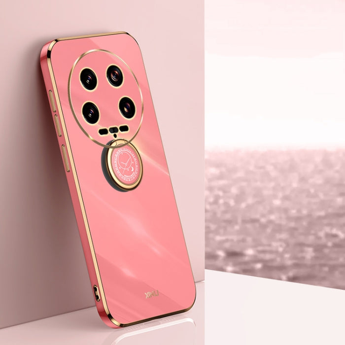 XINLI Estuche a prueba de golpes de TPU con borde dorado chapado en 6D recto con soporte para anillo, For Xiaomi Civi 4 Pro, For Xiaomi Redmi A3, For Xiaomi 14 Ultra 5G