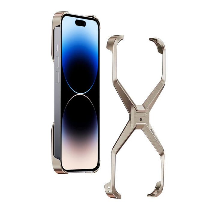 Caja de teléfono de metal en forma de X sin marco, For iPhone 15 Pro Max, For iPhone 15 Pro, For iPhone 15, For iPhone 13 / 14, For iPhone 13 Pro / 14 Pro, For iPhone 13 Pro Max / 14 Pro Max
