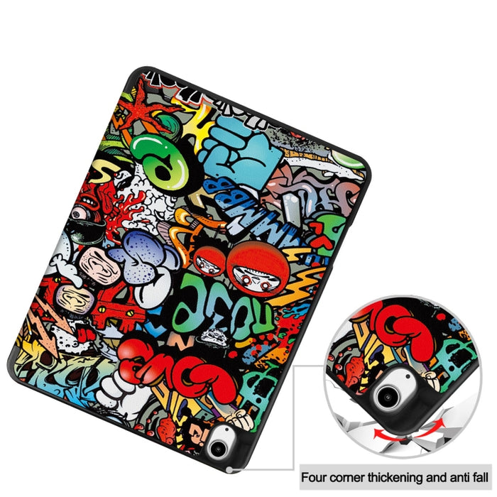 Funda para tableta de cuero inteligente con soporte triple pintado Custer y bandeja para bolígrafos, For iPad Pro 13 2025 / 2024, For iPad Air 13 2024 / 2025