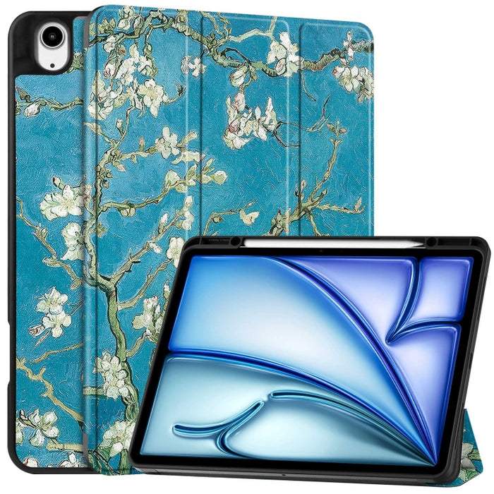 Funda para tableta de cuero inteligente con soporte triple pintado Custer y bandeja para bolígrafos, For iPad Pro 13 2025 / 2024, For iPad Air 13 2024 / 2025