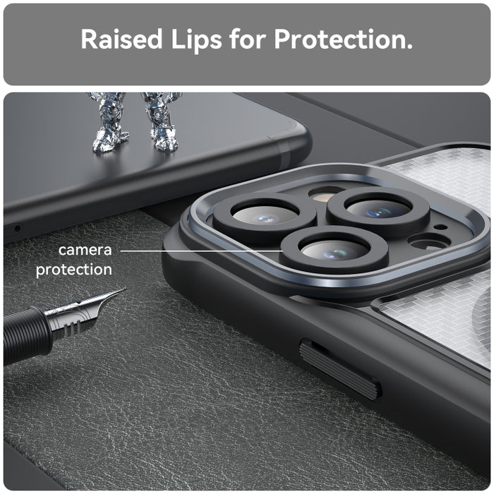 Funda para teléfono translúcida MagSafe con textura de fibra de carbono, For iPhone 11 Pro
