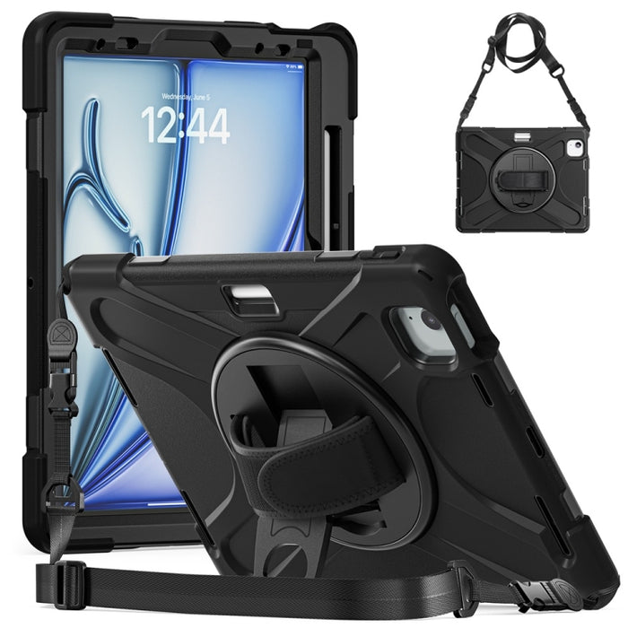 Caja híbrida giratoria de la tableta de la PC del silicón del apretón de Kickstand, For iPad Pro 13 2025 / 2024, For iPad Pro 11 2025 / 2024, For iPad Air 11 2024 / Air 11 2025, For iPad Air 13 2024 / Air 13 2025