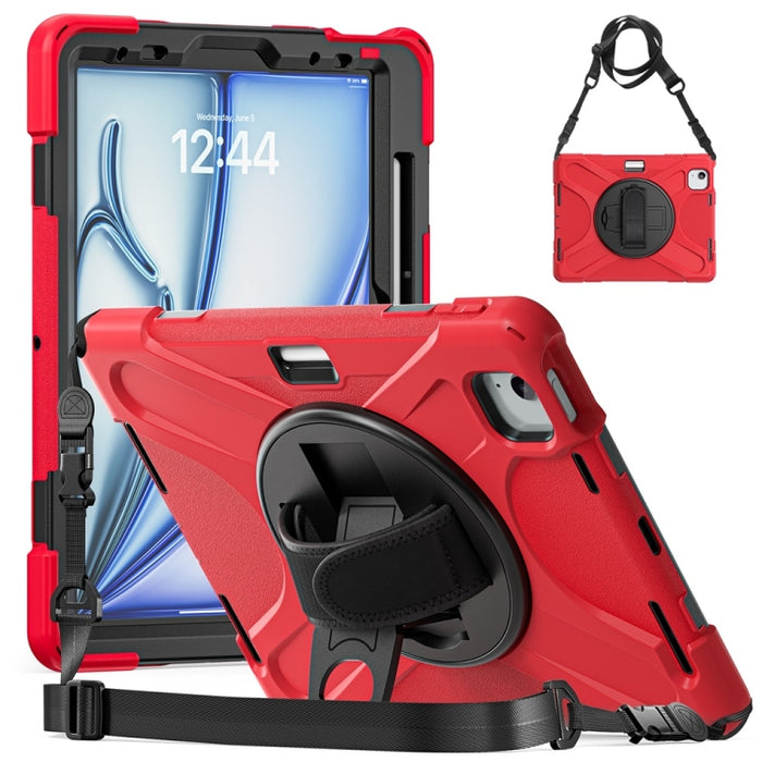 Caja híbrida giratoria de la tableta de la PC del silicón del apretón de Kickstand, For iPad Pro 13 2025 / 2024, For iPad Pro 11 2025 / 2024, For iPad Air 11 2024 / Air 11 2025, For iPad Air 13 2024 / Air 13 2025
