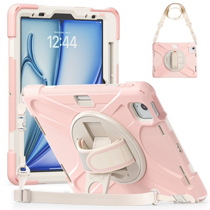 Caja híbrida giratoria de la tableta de la PC del silicón del apretón de Kickstand, For iPad Pro 13 2025 / 2024, For iPad Pro 11 2025 / 2024, For iPad Air 11 2024 / Air 11 2025, For iPad Air 13 2024 / Air 13 2025