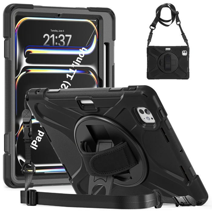 Caja híbrida giratoria de la tableta de la PC del silicón del apretón de Kickstand, For iPad Pro 13 2025 / 2024, For iPad Pro 11 2025 / 2024, For iPad Air 11 2024 / Air 11 2025, For iPad Air 13 2024 / Air 13 2025