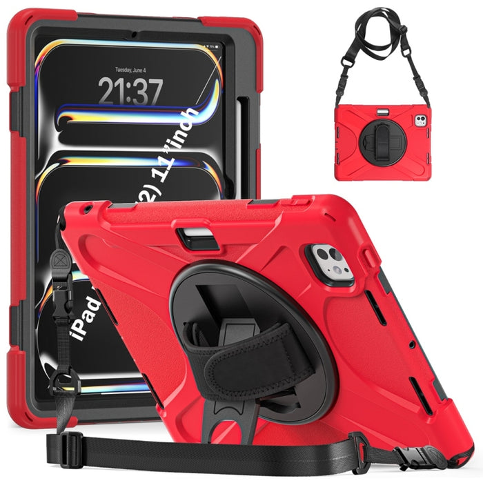 Caja híbrida giratoria de la tableta de la PC del silicón del apretón de Kickstand, For iPad Pro 13 2025 / 2024, For iPad Pro 11 2025 / 2024, For iPad Air 11 2024 / Air 11 2025, For iPad Air 13 2024 / Air 13 2025
