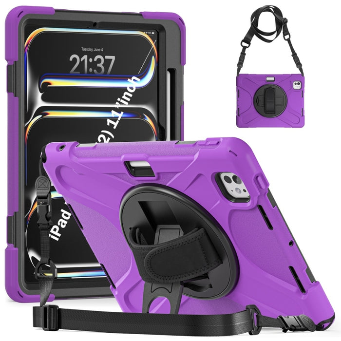 Caja híbrida giratoria de la tableta de la PC del silicón del apretón de Kickstand, For iPad Pro 13 2025 / 2024, For iPad Pro 11 2025 / 2024, For iPad Air 11 2024 / Air 11 2025, For iPad Air 13 2024 / Air 13 2025