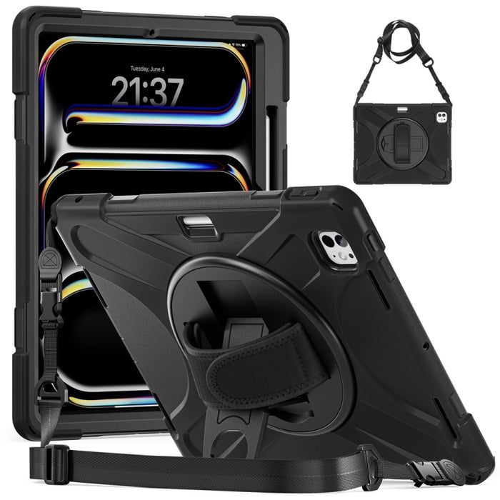 Caja híbrida giratoria de la tableta de la PC del silicón del apretón de Kickstand, For iPad Pro 13 2025 / 2024, For iPad Pro 11 2025 / 2024, For iPad Air 11 2024 / Air 11 2025, For iPad Air 13 2024 / Air 13 2025