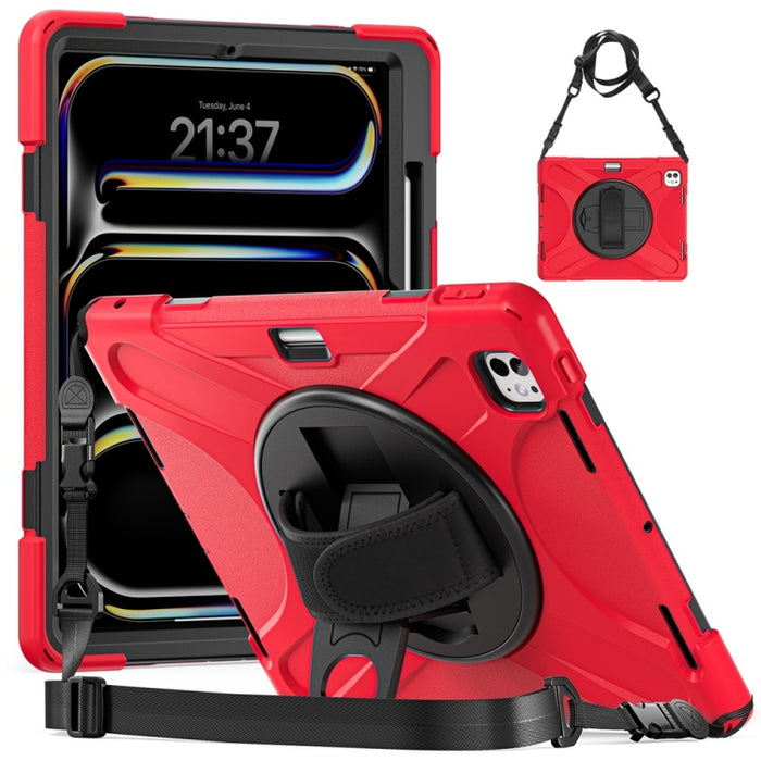 Caja híbrida giratoria de la tableta de la PC del silicón del apretón de Kickstand, For iPad Pro 13 2025 / 2024, For iPad Pro 11 2025 / 2024, For iPad Air 11 2024 / Air 11 2025, For iPad Air 13 2024 / Air 13 2025