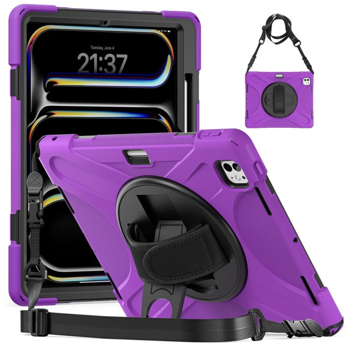 Caja híbrida giratoria de la tableta de la PC del silicón del apretón de Kickstand, For iPad Pro 13 2025 / 2024, For iPad Pro 11 2025 / 2024, For iPad Air 11 2024 / Air 11 2025, For iPad Air 13 2024 / Air 13 2025