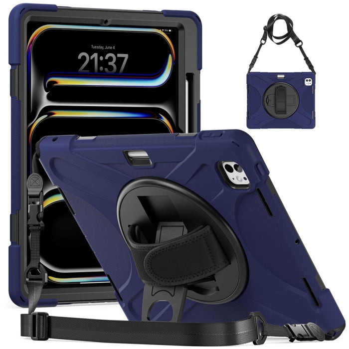 Caja híbrida giratoria de la tableta de la PC del silicón del apretón de Kickstand, For iPad Pro 13 2025 / 2024, For iPad Pro 11 2025 / 2024, For iPad Air 11 2024 / Air 11 2025, For iPad Air 13 2024 / Air 13 2025