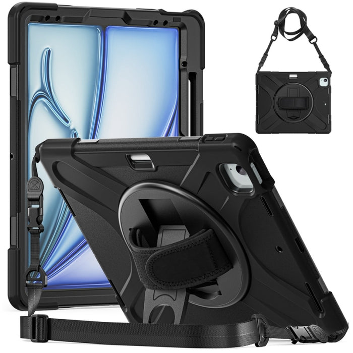 Caja híbrida giratoria de la tableta de la PC del silicón del apretón de Kickstand, For iPad Pro 13 2025 / 2024, For iPad Pro 11 2025 / 2024, For iPad Air 11 2024 / Air 11 2025, For iPad Air 13 2024 / Air 13 2025