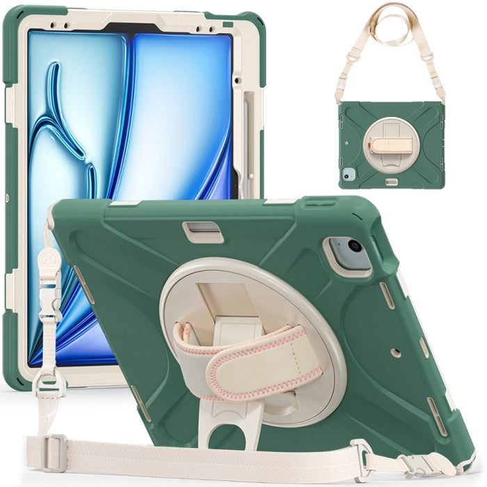 Caja híbrida giratoria de la tableta de la PC del silicón del apretón de Kickstand, For iPad Pro 13 2025 / 2024, For iPad Pro 11 2025 / 2024, For iPad Air 11 2024 / Air 11 2025, For iPad Air 13 2024 / Air 13 2025