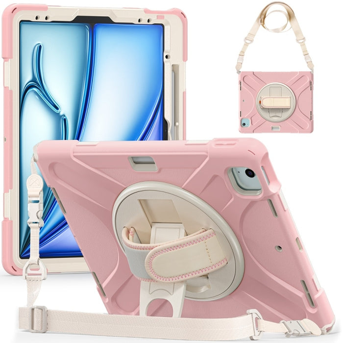 Caja híbrida giratoria de la tableta de la PC del silicón del apretón de Kickstand, For iPad Pro 13 2025 / 2024, For iPad Pro 11 2025 / 2024, For iPad Air 11 2024 / Air 11 2025, For iPad Air 13 2024 / Air 13 2025