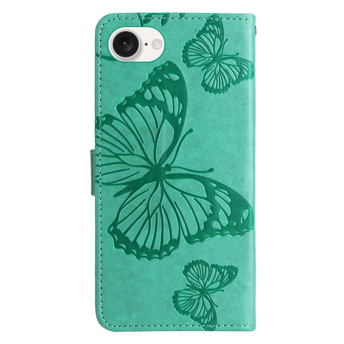 Caja del teléfono del cuero del tirón del patrón en relieve de la mariposa 3D, For iPhone 16 Pro Max, For iPhone 16 Pro, For iPhone 16 Plus, For iPhone 16, iPhone 16e