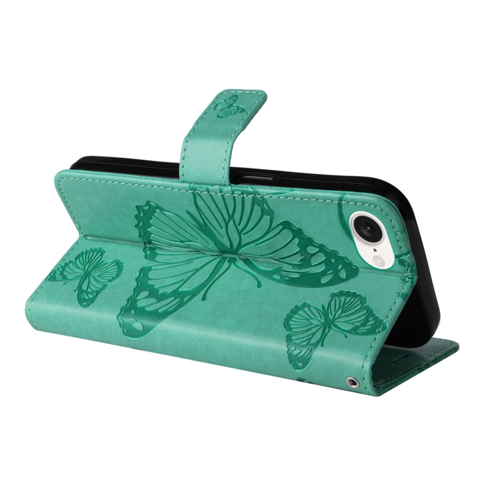 Caja del teléfono del cuero del tirón del patrón en relieve de la mariposa 3D, For iPhone 16 Pro Max, For iPhone 16 Pro, For iPhone 16 Plus, For iPhone 16, iPhone 16e