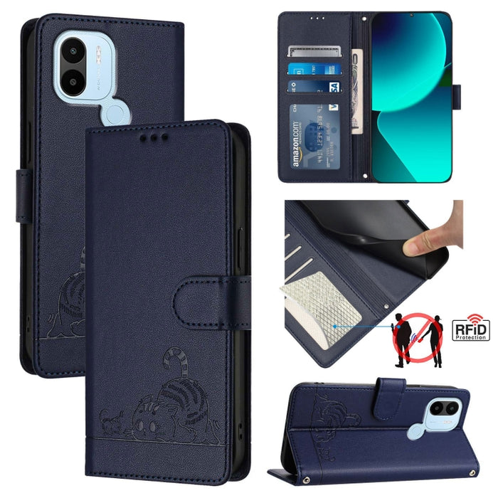 Funda para teléfono de cuero RFID con diseño en relieve de rata y gato con cordón, For Xiaomi Redmi Note 12 5G Global, For Xiaomi POCO X5, For Xiaomi Redmi Note 12 Turbo 5G, For Xiaomi POCO F5 Pro, For Xiaomi Redmi Note 11 4G Global                    ...