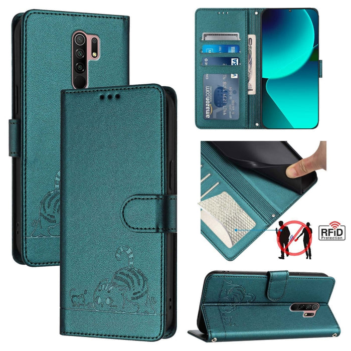 Funda para teléfono de cuero RFID con diseño en relieve de rata y gato con cordón, For Xiaomi Redmi Note 11 Pro+ 5G Global, For Xiaomi POCO X4 NFC 5G, For Xiaomi Redmi Note 11S 5G, For Xiaomi Redmi 10A, For Xiaomi Redmi 10 4G 2021 Global               ...