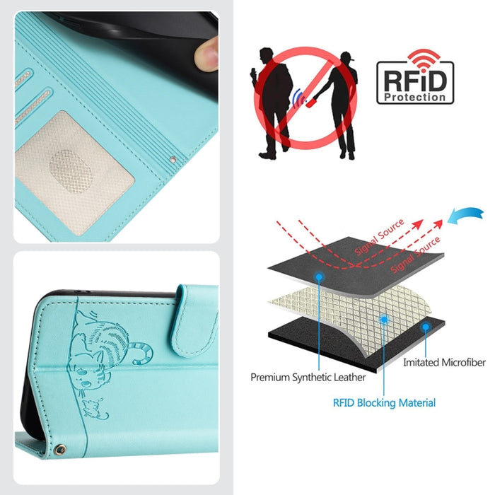 Funda para teléfono de cuero RFID con diseño en relieve de rata y gato con cordón, For Xiaomi Mi 11X / 11X Pro, For Xiaomi Redmi Note 10s 4G, For Xiaomi Redmi Note 10 Pro Max, For Xiaomi Redmi Note 10 Pro India, For Xiaomi Redmi Note 10 Pro 4G         ...