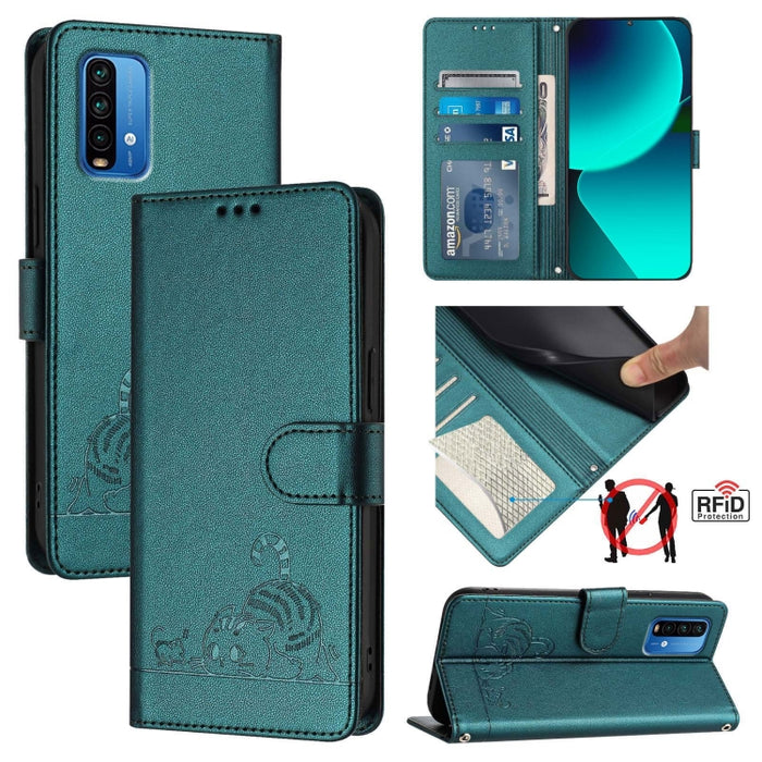 Funda para teléfono de cuero RFID con diseño en relieve de rata y gato con cordón, For Xiaomi Mi 11X / 11X Pro, For Xiaomi Redmi Note 10s 4G, For Xiaomi Redmi Note 10 Pro Max, For Xiaomi Redmi Note 10 Pro India, For Xiaomi Redmi Note 10 Pro 4G         ...
