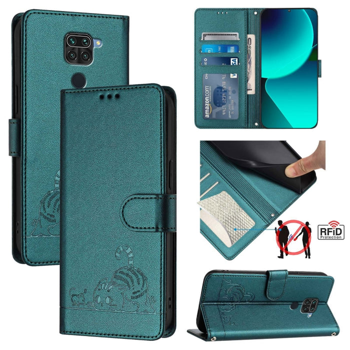 Funda para teléfono de cuero RFID con diseño en relieve de rata y gato con cordón, For Xiaomi Mi 11X / 11X Pro, For Xiaomi Redmi Note 10s 4G, For Xiaomi Redmi Note 10 Pro Max, For Xiaomi Redmi Note 10 Pro India, For Xiaomi Redmi Note 10 Pro 4G         ...
