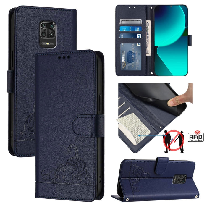 Funda para teléfono de cuero RFID con diseño en relieve de rata y gato con cordón, For Xiaomi Mi 11X / 11X Pro, For Xiaomi Redmi Note 10s 4G, For Xiaomi Redmi Note 10 Pro Max, For Xiaomi Redmi Note 10 Pro India, For Xiaomi Redmi Note 10 Pro 4G         ...
