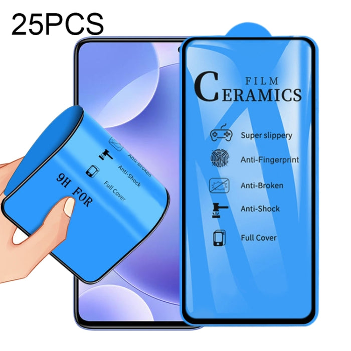 Película de cerámica de cubierta completa con pegamento completo 25 PCS 2.5D, For Xiaomi Mi 9T, For Xiaomi Mi Play, For Xiaomi Redmi K30, For Xiaomi Redmi Note 8, For Xiaomi Redmi Note 8T, For Xiaomi Redmi Note 8 Pro, For Samsung Galaxy A01            ...