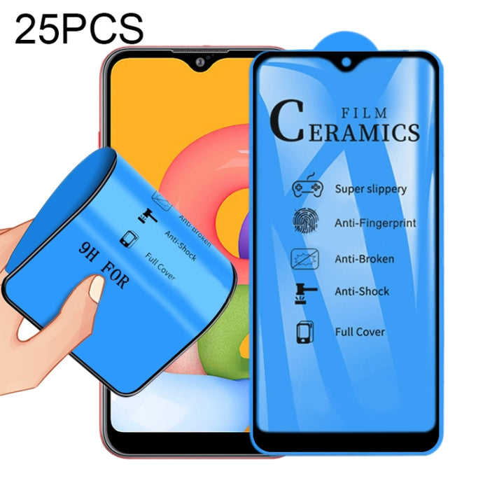Película de cerámica de cubierta completa con pegamento completo 25 PCS 2.5D, For Xiaomi Mi 9T, For Xiaomi Mi Play, For Xiaomi Redmi K30, For Xiaomi Redmi Note 8, For Xiaomi Redmi Note 8T, For Xiaomi Redmi Note 8 Pro, For Samsung Galaxy A01            ...