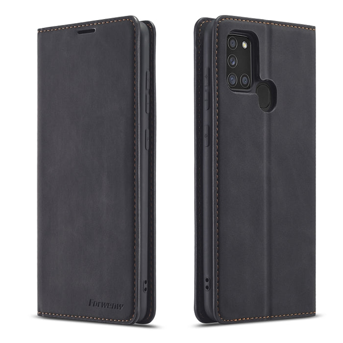 Forwenw Dream Series Oil Edge Fuerte magnetismo Funda de cuero con tapa horizontal con soporte y ranuras para tarjetas y billetera y marco de fotos, For Samsung Galaxy A21s, For Samsung Galaxy Note20, For Samsung Galaxy Note20 Ultra                    ...