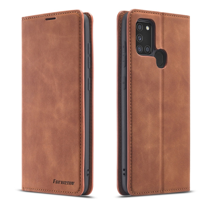 Forwenw Dream Series Oil Edge Fuerte magnetismo Funda de cuero con tapa horizontal con soporte y ranuras para tarjetas y billetera y marco de fotos, For Samsung Galaxy A21s, For Samsung Galaxy Note20, For Samsung Galaxy Note20 Ultra                    ...