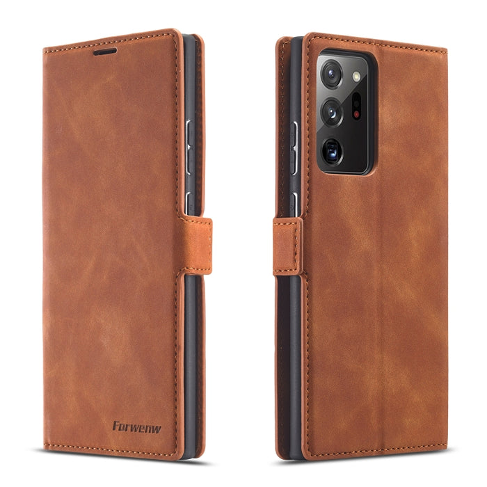 Forwenw Dream Series Oil Edge Fuerte magnetismo Funda de cuero con tapa horizontal con soporte y ranuras para tarjetas y billetera y marco de fotos, For Samsung Galaxy A21s, For Samsung Galaxy Note20, For Samsung Galaxy Note20 Ultra                    ...