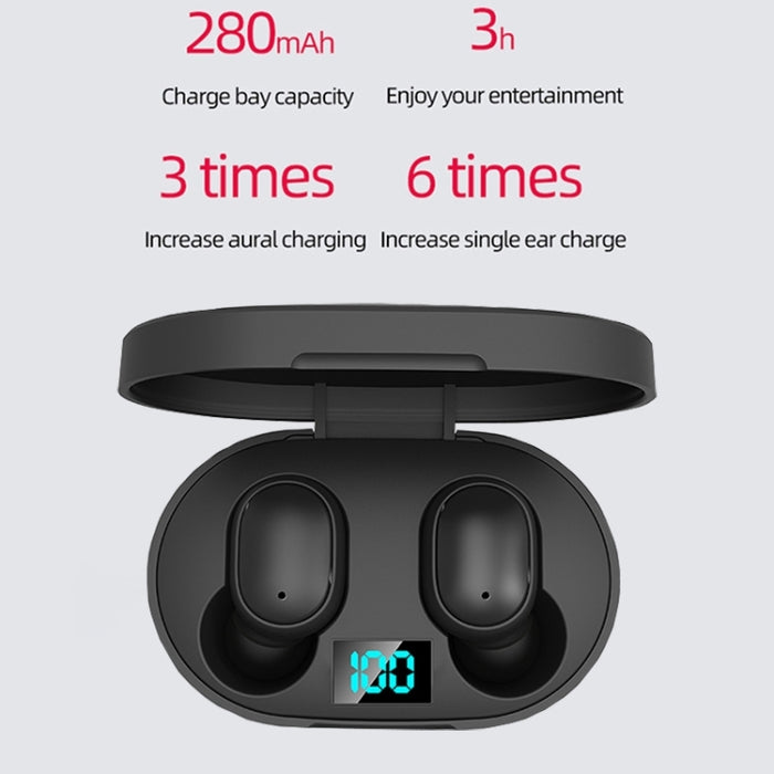 Auricular Bluetooth inalámbrico TWS con pantalla LED E6S, E6S (White), E6S (Pink), E6S (Blue), E6S (Green)