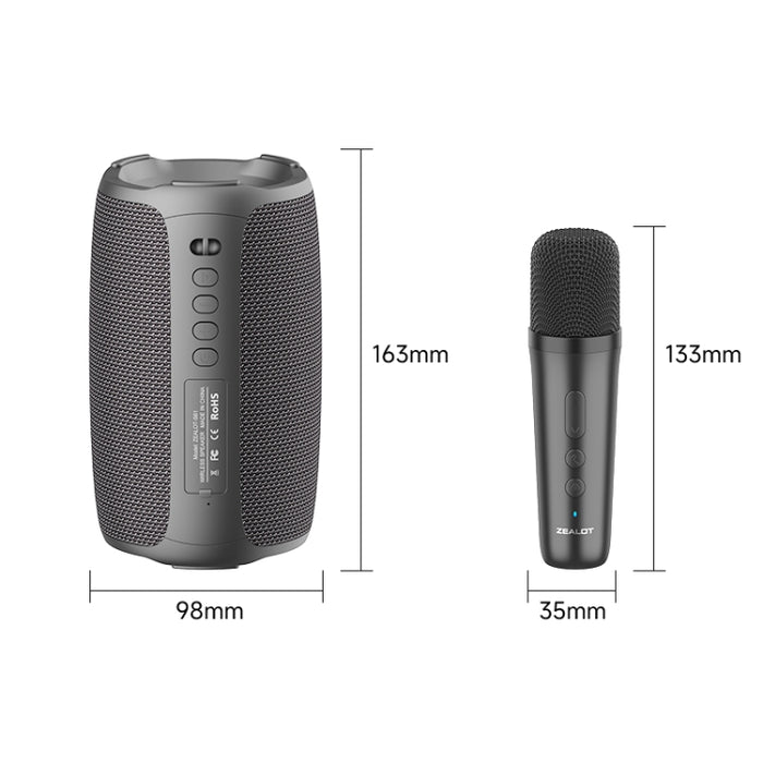 Zealot S61M Altavoz inalámbrico Karaoke con luz rítmica RGB, Single Mic, Dual Mic