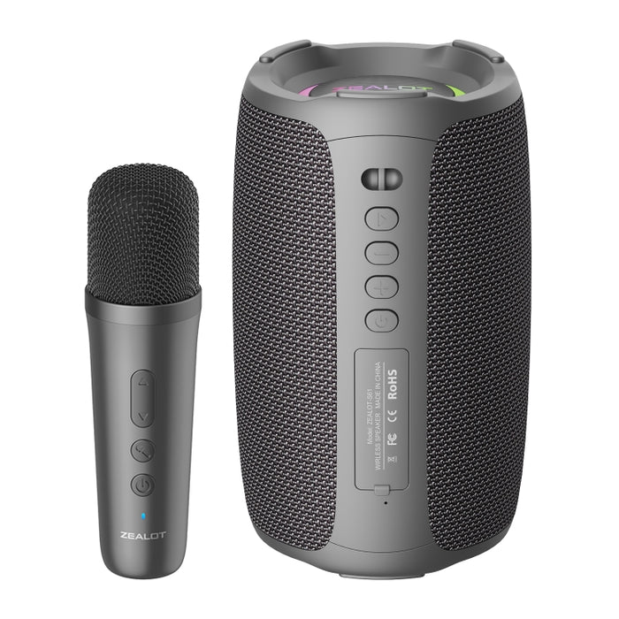 Zealot S61M Altavoz inalámbrico Karaoke con luz rítmica RGB, Single Mic, Dual Mic