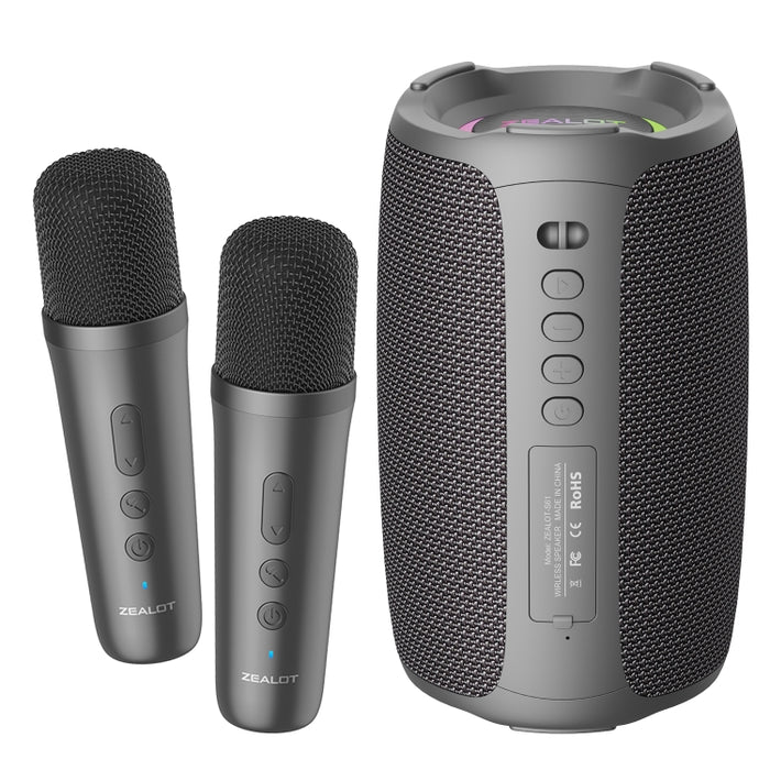 Zealot S61M Altavoz inalámbrico Karaoke con luz rítmica RGB, Single Mic, Dual Mic