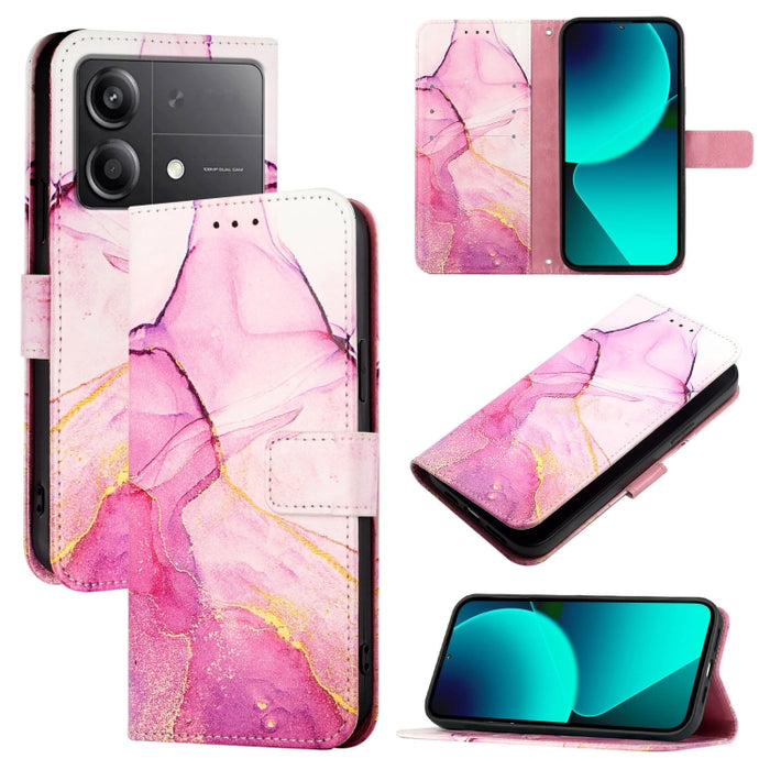 PT003 Funda de teléfono de cuero con tapa y patrón de mármol, For Xiaomi Poco F6, For Xiaomi Poco X6 Neo 5G Global, For Xiaomi 14 Ultra, For Xiaomi 14 Pro, For Xiaomi 14, For Xiaomi Redmi Note 12R / Poco M6 Pro 5G                                       ...