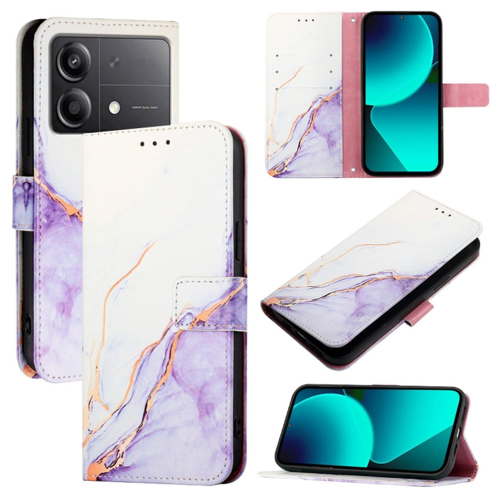 PT003 Funda de teléfono de cuero con tapa y patrón de mármol, For Xiaomi Poco F6, For Xiaomi Poco X6 Neo 5G Global, For Xiaomi 14 Ultra, For Xiaomi 14 Pro, For Xiaomi 14, For Xiaomi Redmi Note 12R / Poco M6 Pro 5G                                       ...