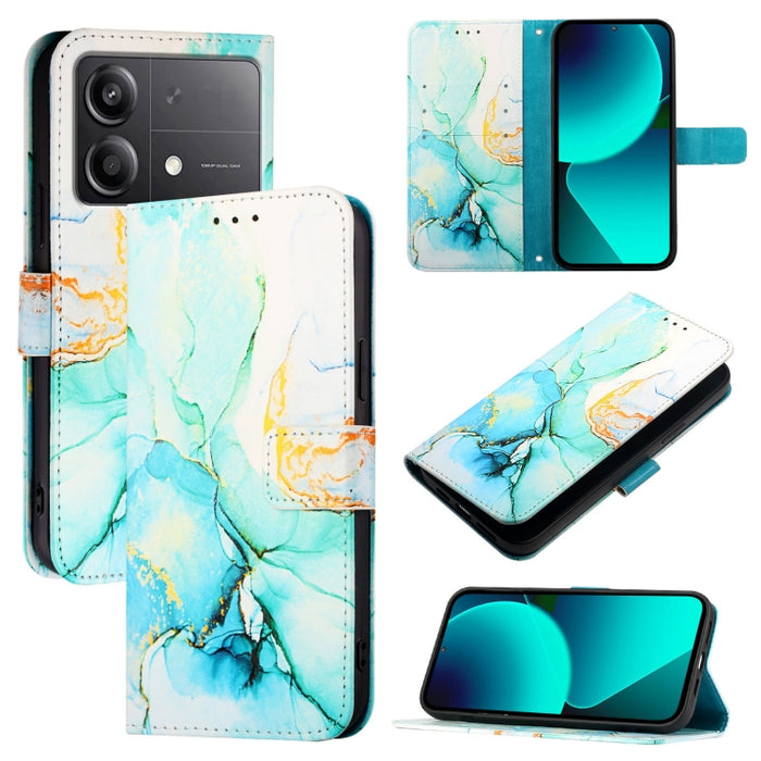 PT003 Funda de teléfono de cuero con tapa y patrón de mármol, For Xiaomi Poco F6, For Xiaomi Poco X6 Neo 5G Global, For Xiaomi 14 Ultra, For Xiaomi 14 Pro, For Xiaomi 14, For Xiaomi Redmi Note 12R / Poco M6 Pro 5G                                       ...