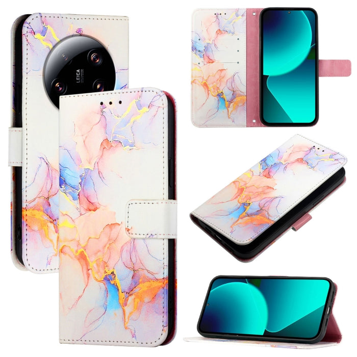 PT003 Funda de teléfono de cuero con tapa y patrón de mármol, For Xiaomi Poco F6, For Xiaomi Poco X6 Neo 5G Global, For Xiaomi 14 Ultra, For Xiaomi 14 Pro, For Xiaomi 14, For Xiaomi Redmi Note 12R / Poco M6 Pro 5G                                       ...