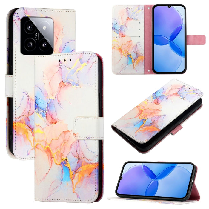 PT003 Funda de teléfono de cuero con tapa y patrón de mármol, For Xiaomi Poco F6, For Xiaomi Poco X6 Neo 5G Global, For Xiaomi 14 Ultra, For Xiaomi 14 Pro, For Xiaomi 14, For Xiaomi Redmi Note 12R / Poco M6 Pro 5G                                       ...