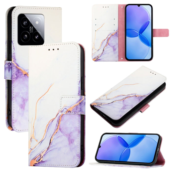 PT003 Funda de teléfono de cuero con tapa y patrón de mármol, For Xiaomi Poco F6, For Xiaomi Poco X6 Neo 5G Global, For Xiaomi 14 Ultra, For Xiaomi 14 Pro, For Xiaomi 14, For Xiaomi Redmi Note 12R / Poco M6 Pro 5G                                       ...