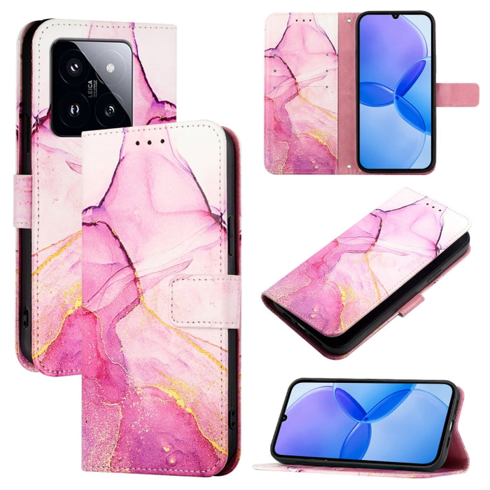 PT003 Funda de teléfono de cuero con tapa y patrón de mármol, For Xiaomi Poco F6, For Xiaomi Poco X6 Neo 5G Global, For Xiaomi 14 Ultra, For Xiaomi 14 Pro, For Xiaomi 14, For Xiaomi Redmi Note 12R / Poco M6 Pro 5G                                       ...