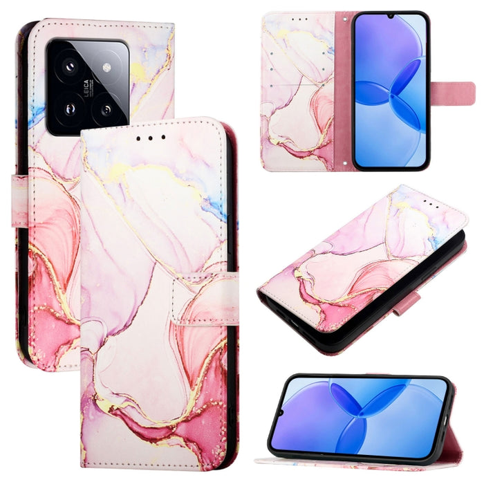 PT003 Funda de teléfono de cuero con tapa y patrón de mármol, For Xiaomi Poco F6, For Xiaomi Poco X6 Neo 5G Global, For Xiaomi 14 Ultra, For Xiaomi 14 Pro, For Xiaomi 14, For Xiaomi Redmi Note 12R / Poco M6 Pro 5G                                       ...
