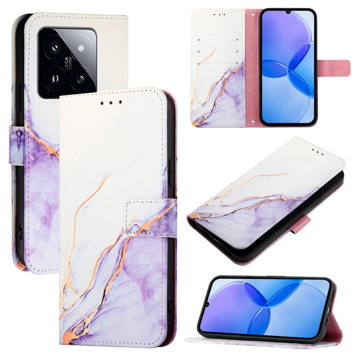 PT003 Funda de teléfono de cuero con tapa y patrón de mármol, For Xiaomi Poco F6, For Xiaomi Poco X6 Neo 5G Global, For Xiaomi 14 Ultra, For Xiaomi 14 Pro, For Xiaomi 14, For Xiaomi Redmi Note 12R / Poco M6 Pro 5G                                       ...