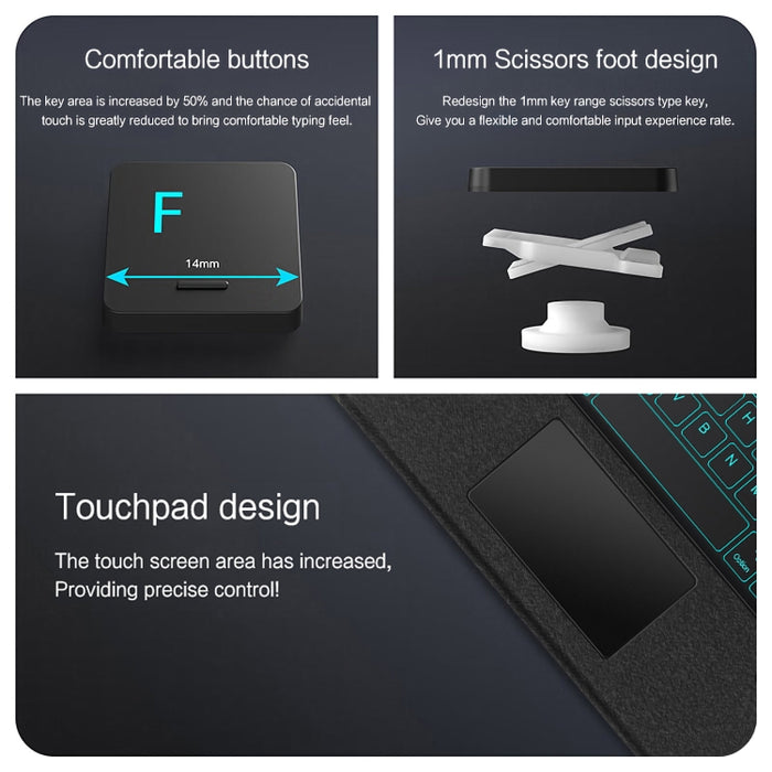 Funda de cuero para tableta con teclado Bluetooth táctil desmontable inteligente con luz de fondo y ranura para lápiz, For iPad Pro 13 2024, For iPad Air 13 2024, For iPad Air 11 2024, For iPad Pro 11 2024, For iPad 10.9 2022, For iPad 10.2 2021       ...