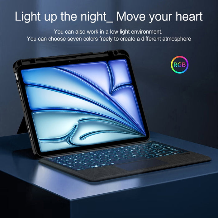 Funda de cuero para tableta con teclado Bluetooth táctil desmontable inteligente con luz de fondo y ranura para lápiz, For iPad Pro 13 2024, For iPad Air 13 2024, For iPad Air 11 2024, For iPad Pro 11 2024, For iPad 10.9 2022, For iPad 10.2 2021       ...