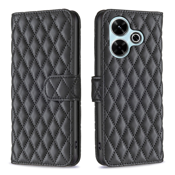 Caja del teléfono del cuero del tirón de la cartera del enrejado del diamante, For Xiaomi 17T Pro 5G, For Xiaomi 17T 5G, For Xiaomi 15T Pro 5G, For Xiaomi 15T 5G, For Xiaomi Poco M6 4G / Redmi 13 4G