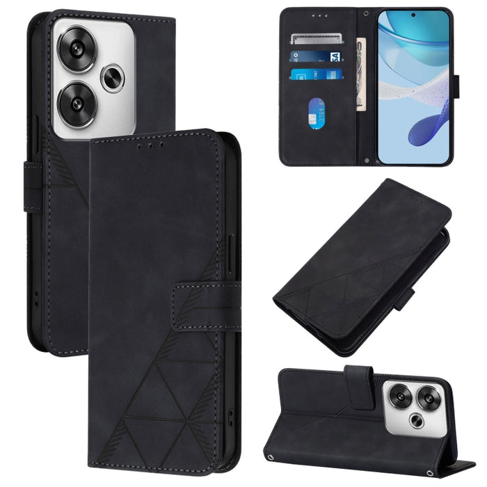 Funda para teléfono de cuero con tapa en relieve 3D cruzada, For Xiaomi 14T, For Xiaomi Poco F6